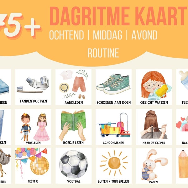 Routinekaarten | Dagritme kaarten | Voor peuter, kleuter, school kind | Planner | Ochtend middag & avond | kind agenda | Nederlands Digitaal