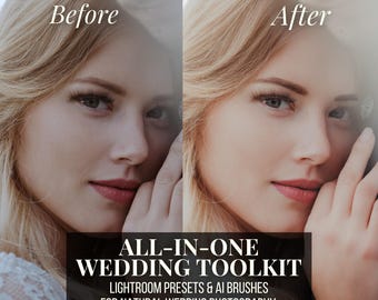 Wedding Edit Toolkit – Lightroom-presets en AI-penselen voor natuurlijke trouwfotografie (desktop en mobiel)