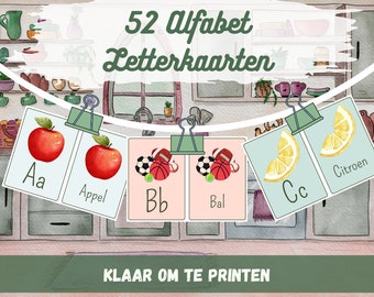 Alfabet leren / A-Z Kaarten / Flashcards / Letterkaart / Cadeau / Spelen peuter of kleuter / Voor kinderen / DIY / Werkboek / Letters