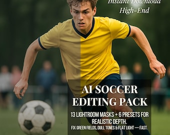 AI-maskerpakket voetbalfotobewerking: Lightroom-voorinstellingen (digitale download)