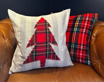 Tartan / Plaid Christmas Tree Pillow Cover