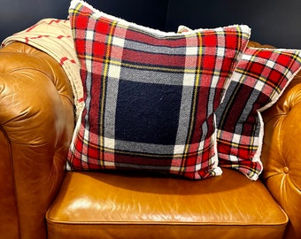 Vintage Plaid Blanket Sherpa Pillow Cover