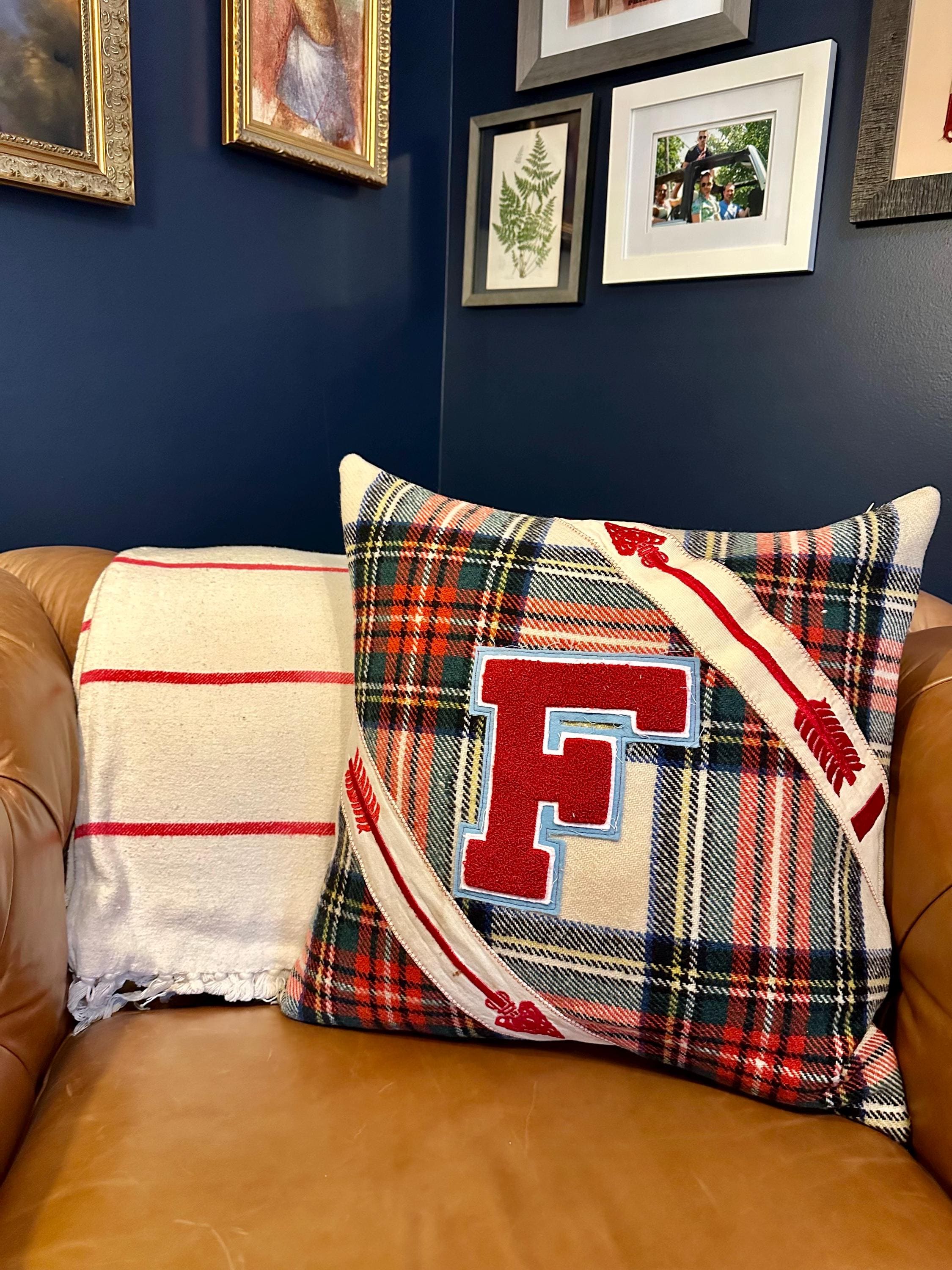 Pillow Cover made from Vintage Blanket and Patches
