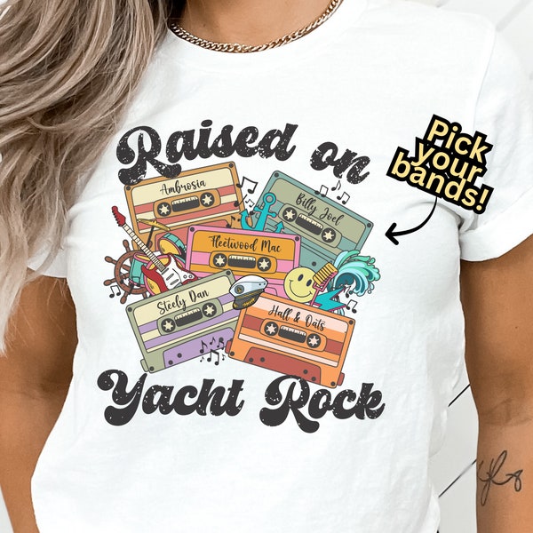 Raised on Yacht Rock Retro 70s Music Cassette Shirt, Smooth Rock Band Cruise Tshirt, 70s Rock Music Lover Tee, Vintage Bands Shirt