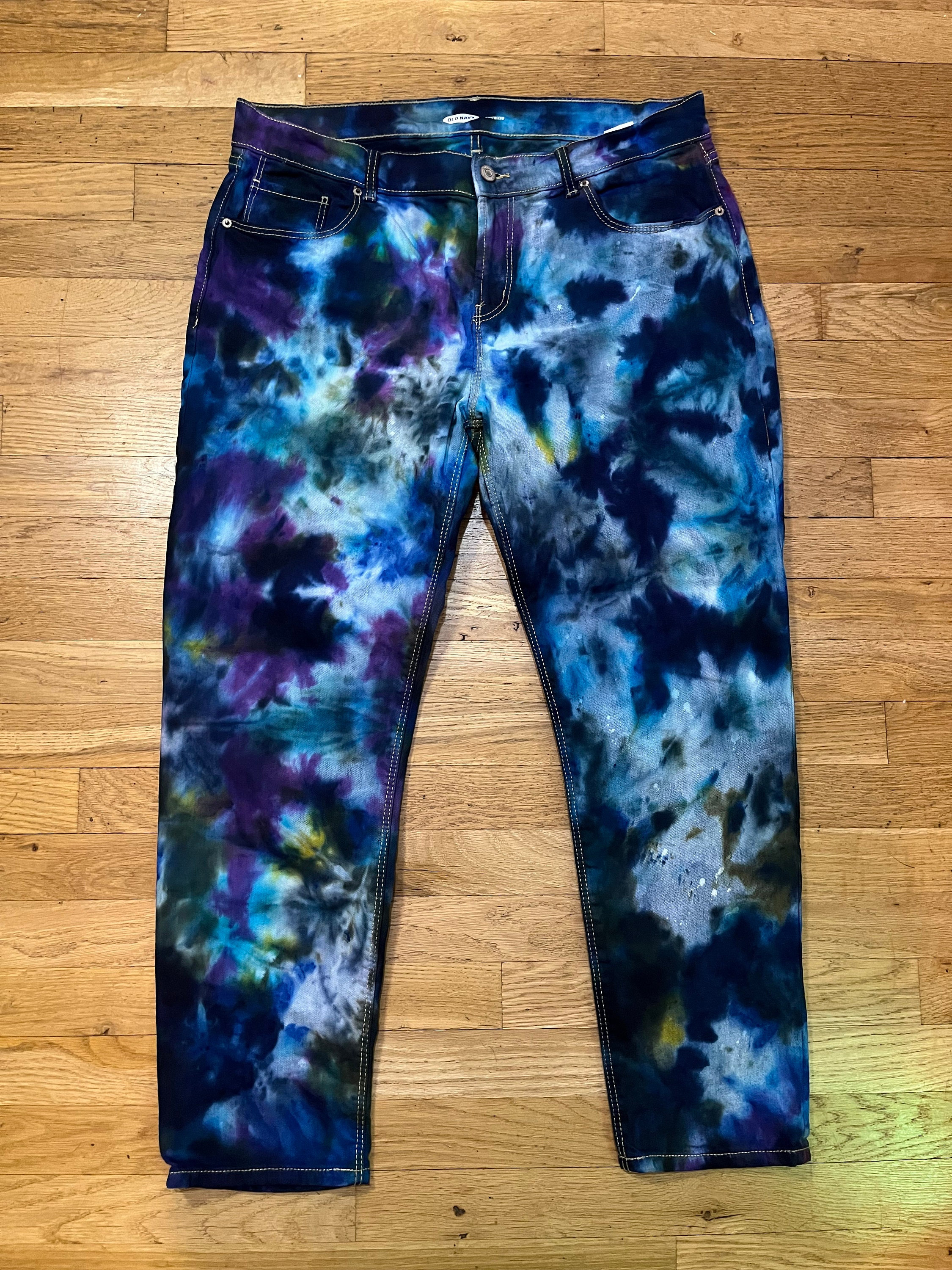 Restyled HOLLISTER Jeans, Tie Dye Jeans, Bleached Pattern, Wearable Art,  Unique Denim, Customized, Street Style, Size S -  Israel