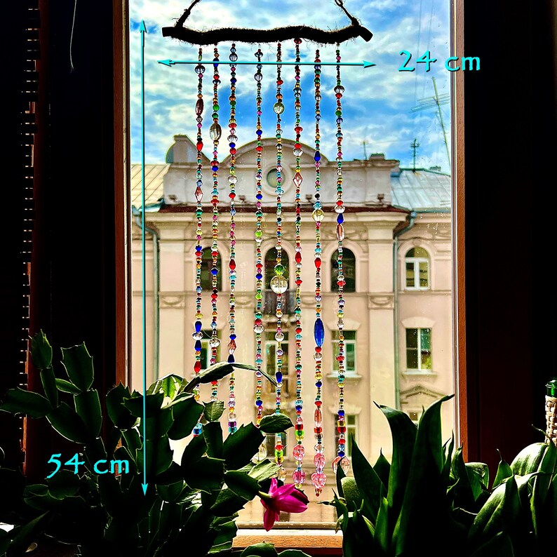 Suncatcher Curtain Beaded Wall Decor Window Covering for Etsy