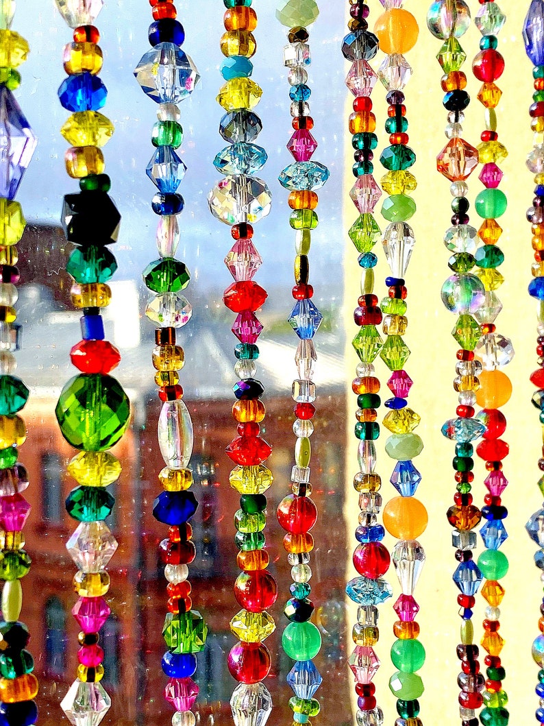 Suncatcher Curtain Beaded Wall Decor Window Covering for Etsy