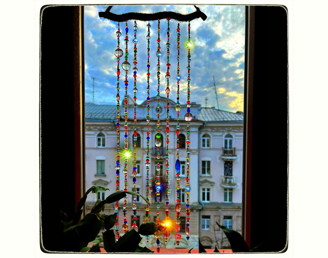 Suncatcher Curtain Beaded Wall Decor Window Covering for Etsy