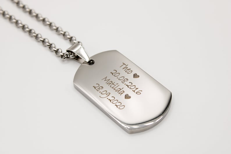 Military Necklace personalized necklace Necklace with engraving personalized jewelry Men Gift Army chain Men's jewelry Silber