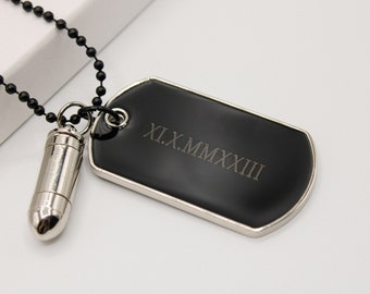 Military chain, army bullet chain, pendant, necklace, men's jewelry, gift men, necklace for women men, chain with engraving