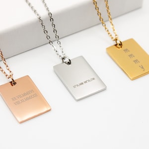 Rectangular plate necklace | personalized necklace with engraving plate | Stainless steel | Gold, silver and rose gold | Jewelry gift