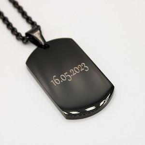 Military Necklace personalized necklace Necklace with engraving personalized jewelry Men Gift Army chain Men's jewelry Schwarz