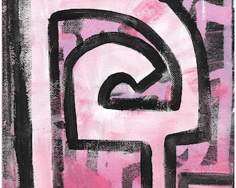 Kunstprint, roze spiraal