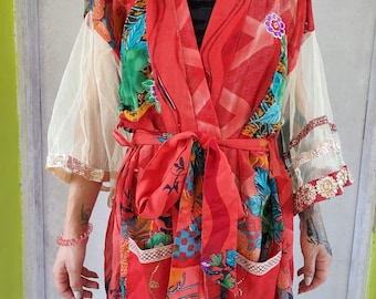 Upcycled Unisex Kimono Dress Size M/L