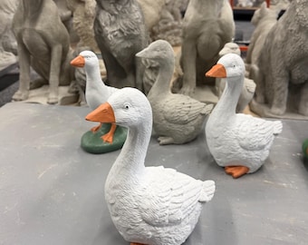 Baby Porch Goose Statue White - solid concrete outdoor garden decor sculpture bird nature