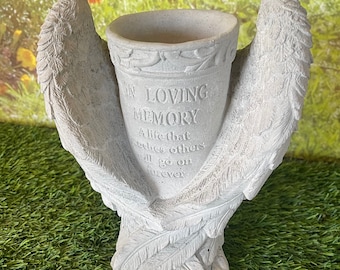 Memorial Vase - Sterling Statuary | Handmade solid concrete garden decor sculpture angels grave religious gift |