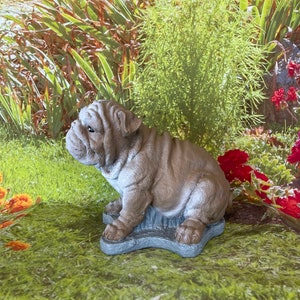 Bulldog Statue - Sterling Statuary | Handmade solid concrete garden decor sculpture bully puppy dog |