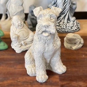 Big Schnauzer Statue - Sterling Statuary | Handmade brand new solid concrete doggy puppy dog garden decor stone cement memorial sculpture |