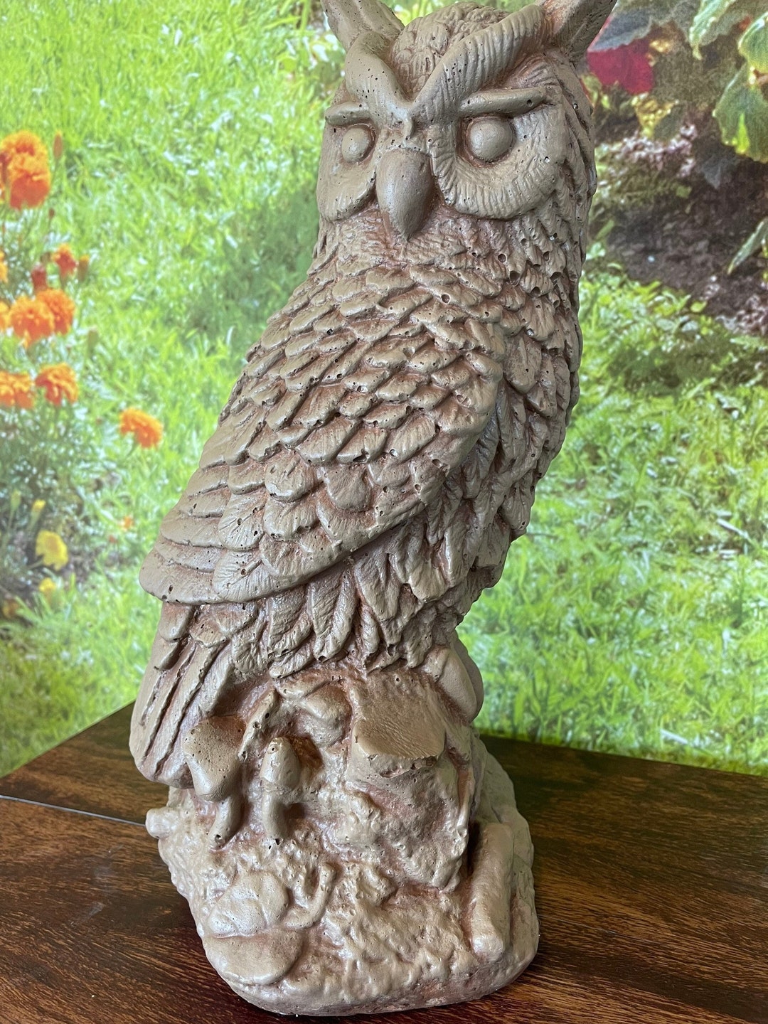 Large Owl Statue Sterling Statuary Handmade Brand New Solid Concrete Garden Decor Sculpture Etsy
