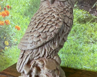 Large Owl Statue - Sterling Statuary | Handmade brand new solid concrete garden decor sculpture |