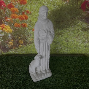 St Francis & puppy Statue - Sterling Statuary | Handmade brand new solid concrete saint religious outdoor garden dog decor sculpture |