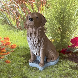 Golden Retriever Statue - Sterling Statuary | Handmade solid concrete garden decor sculpture doggy puppy labrador dog |