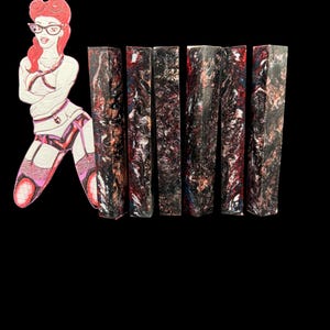 Night Dragon Design, Pen Turning Blanks, Alumilite Resin, Red, White, Black, Blue, and Apricot