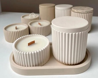 Moule en silicone, boîte avec couvercle, boîte avec rainures, boîte à bougies, boîte de rangement, Raysin, béton, décoration, moule de coulée