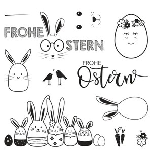 Clear Stamps Frohe Ostern, 11 Motive, Stempel, selbst Herstellen, Kartenherstellung, Ostern, Frühling, Osterzeit