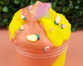 Peach Mango Salsa DIY cloud dough slime peach and mango scented slime crunchy texture UK seller birthday gift present toy