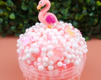 Funky Flamingo floam + bingsu slime tropical coctail scented slime crunchy texture UK seller birthday gift present toy