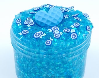 Blueberry Heart blue bingsu slime Blueberry scented slime crunchy texture UK seller birthday gift present toy
