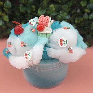 Cherry Pie Frosting Cloud slime fluffy drizzly slime cherry mallow scented slime fun texture UK seller birthday gift present toy