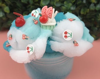 Cherry Pie Frosting Cloud slime fluffy drizzly slime cherry mallow scented slime fun texture UK seller birthday gift present toy
