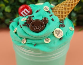 Mint Choc Chip Icecream thick butter slime mint choc chip scented UK seller birthday gift present toy,