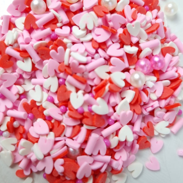 10g Heart mix with Sprinkles Fimo Slices, Resin Slime Art Craft Supplies, Valentine Day Crafts, Fimo, Craft Supplies