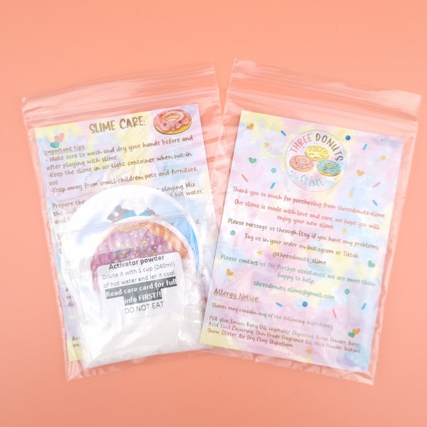 Slime care card with activator powder 1 pack (extra)