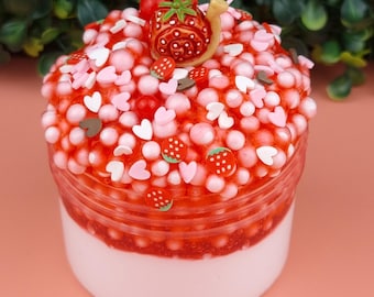Strawberry Snail snowbutter+floam slime eton mess scented UK seller birthday gift present toy,