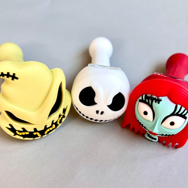 Nightmare Before Christmas Silicone Pipes | Jack, Sally & Oogie Boogie | Comes with Glass Bowl Insert