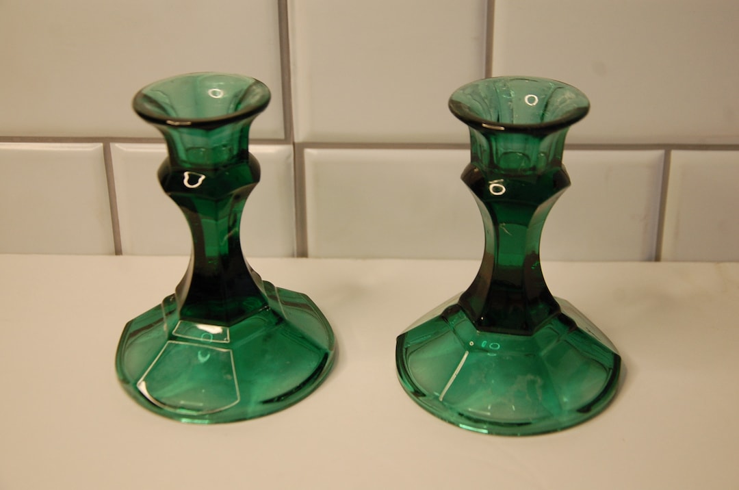 Dark Green Candle Holders Etsy