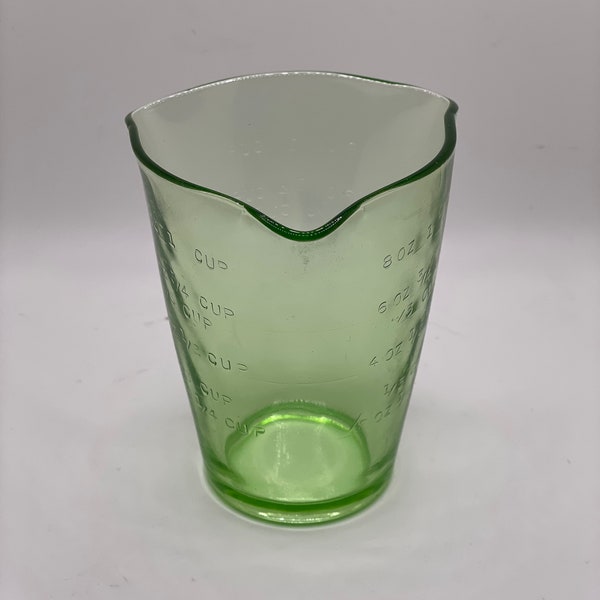 Uranium Glass Measuring Cup w/ 3 Pouring Spouts