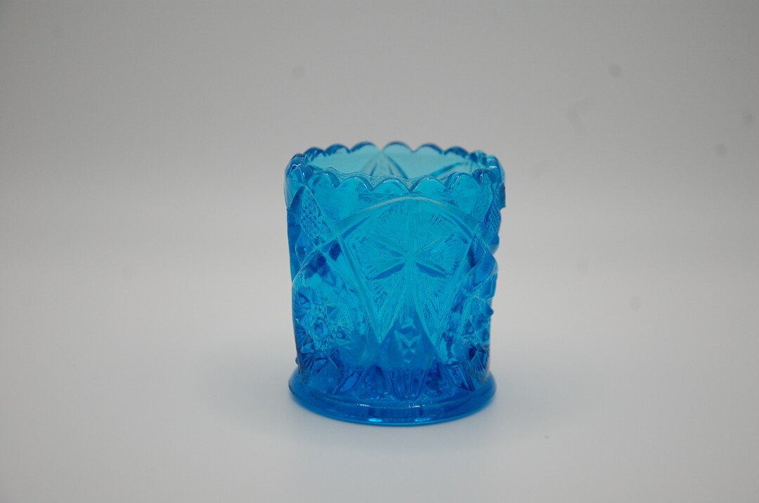Vintage Blue Glass Toothpick Holder
