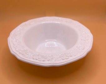 Small Milk Glass Bowl With Floral Pattern Rim