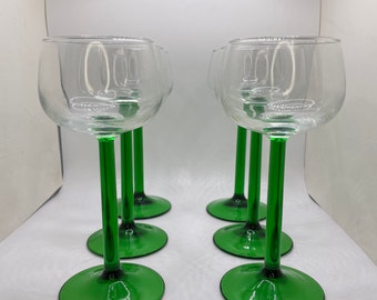 Vintage Cristal D'Arques France Emerald Rhine Wine Glasses (set of 6)