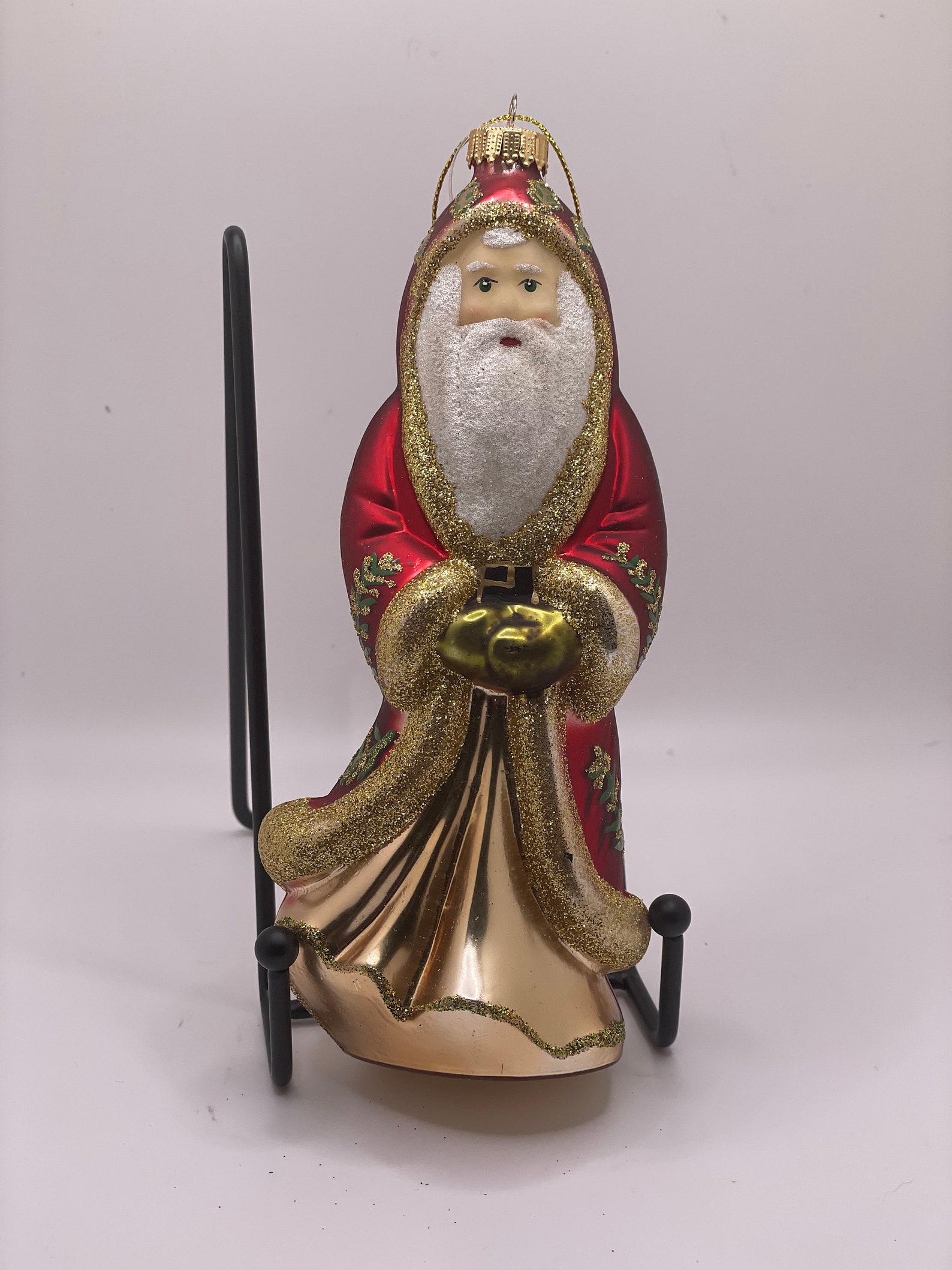 Vintage Glass Santa Ornament