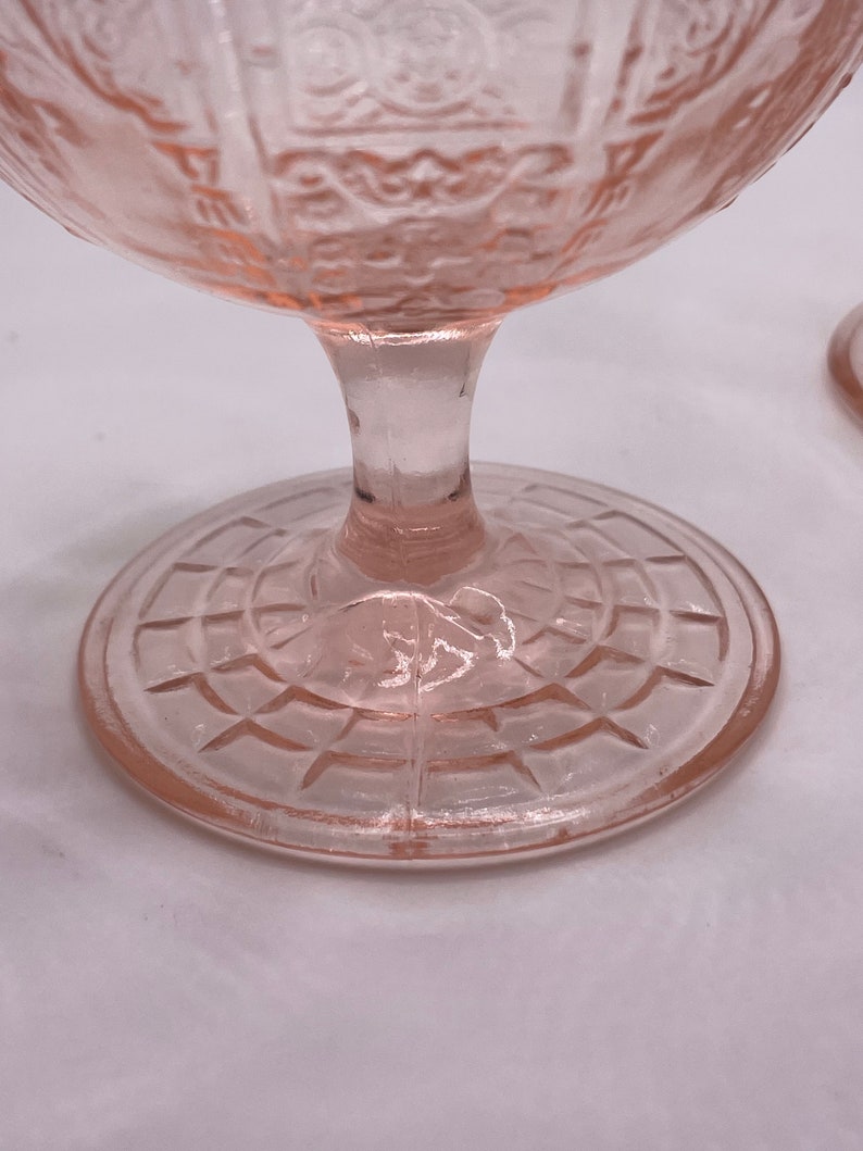 1930's Depression Glass Anchor Hocking Princess Pink Champagne Glasses set of 2 image 6