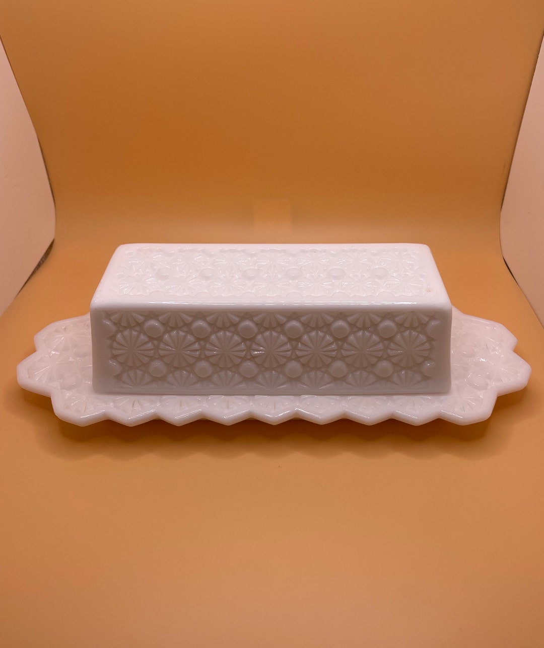 Vintage Milk Glass Butter Dish Etsy