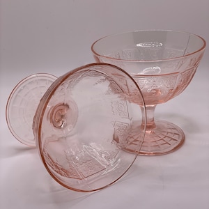 1930's Depression Glass Anchor Hocking Princess Pink Champagne Glasses set of 2 image 4