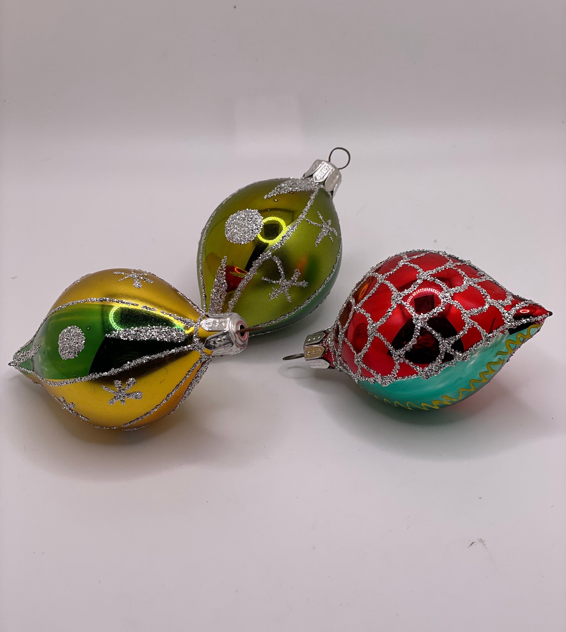 Set of 3 Vintage Glass Ornaments - Etsy