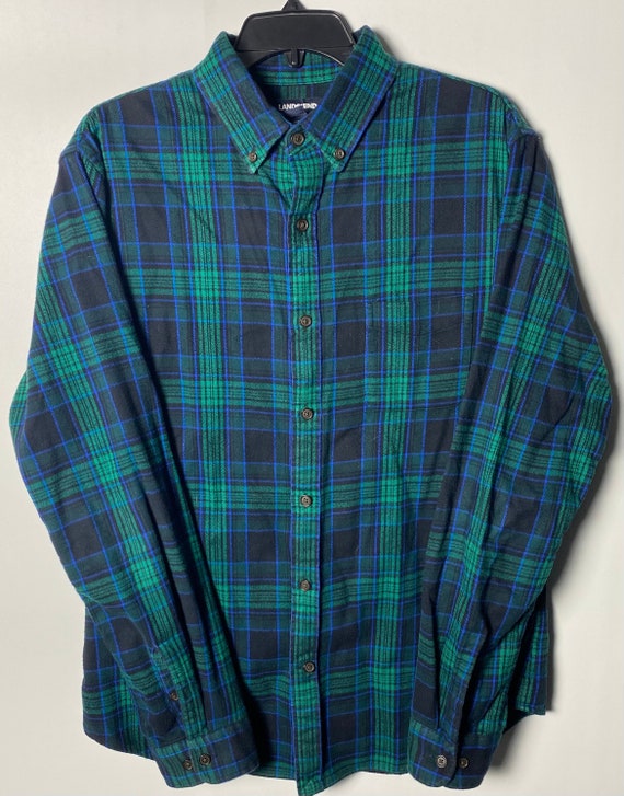 Vintage Lands' End Plaid Flannel Shirt - Slim Fit,